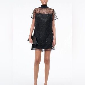 STAUD - MINI ILANA DRESS STARDUST ONYX in Black - Size S